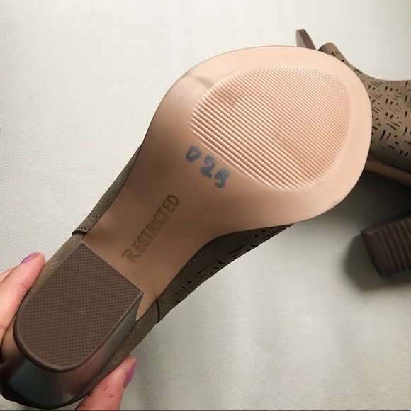 Beige Open Toe Perforated Chunky Heel Booties! - Picture 8 of 16